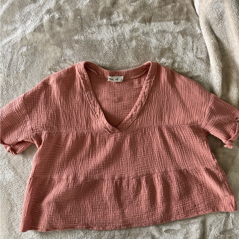 Women's Pink V-Neck Top